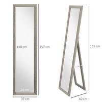 Veidrodis viso ilgio 37x157 cm Pilkas MDF ir Stiklas