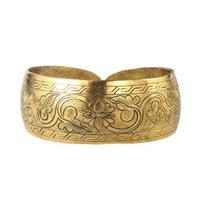 Elephant Cuff Bracelet Vintage Tibetan Elephant/Flower Carved Open Bangle Ethnic Bronze Wide Bracelet Sun flower