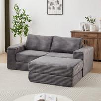 Modulinė sofa-lova, veliūrinis audinys, su pufu, 2 vnt