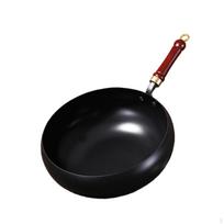 9.45  Wok keptuvė kepimui be dangos daugiafunkcė medine rankena puodas virtuvės reikmenys namų virtuvei without lid