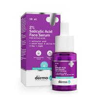 The Derma Co 2% salicilo rūgšties veido serumas, 10 ml pakuotė, spuogų kontrolei, porų sutraukimui ir šveitimui