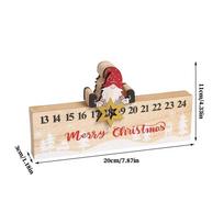 Christmas Countdown Sliding Gnome Decoration Double-Sided 24 Numbers Design Wood Holiday Countdown Calendar For Winter Festival other