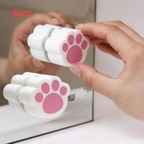 Set of 4 Cat Paw Sponges for Cleaning Mirrors and Glass: Eliminate Stains, Water Spots, and Grime From Bathroom Surfaces 4pcs