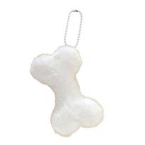 Plush Keyring Cute KeyRing Keychain Bag Charm Dog Bone Keyring Gifts for Kids 1 balta