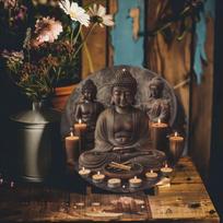 Buddha Metal Wall Art with Candles Incense Home Decor Gift 20x20