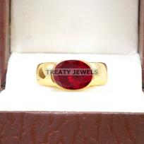 Ruby Oval Cut With 925 Sterling Silver Gold Plated Ring For Men's #B538 JL375684160028 4-16 US