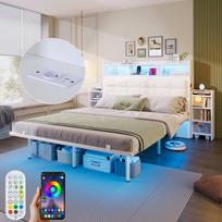 Dvigulė lova 140x190 cm, metalas, LED, USB-C, 2 vnt