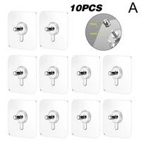 10Pcs Seamless Self Adhesive Hanging Nail Screw Stickers Punch-free Wall Hook Transparent Wall Screw Hooks For Bathroom Kit O6X7 6X6CM