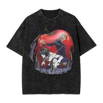 Death Note Light Yagami L Ryuk Apple Graphic Unisex Heavy Cotton Vintage Black Streetwear T-Shirt L