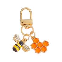 Keychain Pendant Decorative Bee Shape Keychain with Rhinestones Dripping Oil Compact Lightweight Versatile Backpack Accessory A