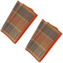 Handmade Korai Pai Kusha Grass Pooja Aasan Sitting Floor Mats Orange Yoga Mat Set of 4 PCs 18 X 18 Inch