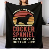 Cocker Spaniel Funny Throw Blanket Faux Fur Soft Warm Blanket for Bed Size: 75*100cm, Weight: 230 GSM