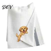 Cute Puppy Tea Towel Towel, Embroidered Corgi Dachshund Kitchen Dish Absorbent Dog Lover Gifts Quick Dry Hand for Lovers Bathroom Home Decor