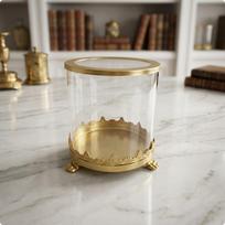 Glass Candle Cup Decorative Metal Base Holder Elegant Tealight for Vanity M