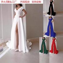 2026 chest wrap ruffle edge red, black and white mid-waist solid color temperament commuter dress dress evening dress S