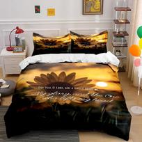Sunflower Design with Inspirational Quote Bedding set (1 duvet cover, 2 pillowcases, duvet not included) 135x200cm