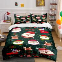 Christmas Santa and Reindeer Bedding Set Bedding set (1 duvet cover, 2 pillowcases, duvet not included) 135x200cm