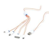 Omega Hydra 4In1 Micro Usb + Mini Usb + Iphone4 + Lightning Usb Cable White & Orange [42813]