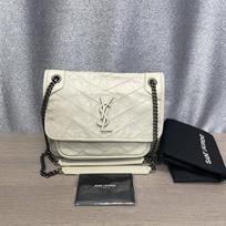 [Pre-Owned] YSL Niki Logo Vintage Ruched Chain Mini Bag - Very Good #1GAC8T3 ONE SIZE
