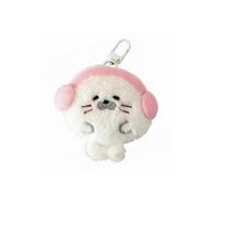 Kawaii Plush Seal Pendant Chubby Stuffed Doll Pendant Bag Charm Fuzzy Seal Keychain  New Year Pink Headphone Style