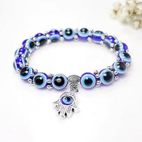 Retro Lucky Apyrankė Mėlynos Akių Karoliukai Charm Evil Eye Karoliukai Apyrankė Fatima Hand Vintage Apyrankė moterims, Vyrams