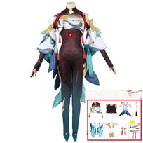 Shenhe Cosplay Costume Shenhe Jumpsuit Wig Shen He  Battle Suits for Cosplay Anime XXXL-(Costume+Wig)