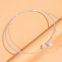 Fashion Rhinestone Heart Collar Choker Necklace for Women Simple Open Collar Necklace Torques Jewelry Accessories AVE