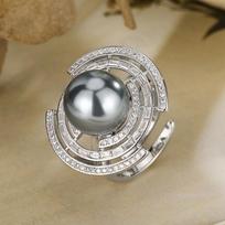 Rinkinys Auskarai Karoliai Žiedas Dirbtinio Perlo Platino Pilkumo Karoliukai Moteriškas Aukšto Skonio Elegancija