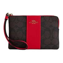 Coach CW854-IMXD0 Corner Zip Wristlet Signature Canvas Stripe Light Khaki Basic Set (Bag+Dust Bag)