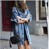 Madinga vasaros moteriška džinsinė striukė Fashion Oversize laisvalaikio ilgas paltas S gray