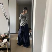American Retro Quick-Dry Wide-Leg Jazz Dance Pants XL tamsiai mėlyna spalva