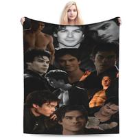 Damon Salvatore Blanket Quality Super Soft  Throw Blanket Winter Kids Adult Couch Chair Sofa Bed Comfortable Bedspread 75x90cm