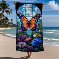 Vibrant Crystal Butterfly Microfiber Bath Towel Quick-Drying Ultra-Soft Absorbent Ideal for Beach Pool and Travel Enhances W40*H60(CM)