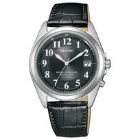 Citizen REGUNO Solar Tech Radio-Controlled Men's Watch KS3-115-50 Genuine Leather Band Arabic Numerals 10 ATM Water Resistant black