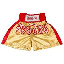 Kids Muay Thai Shorts - Gold Color - Size 12-14 years - 100% Polyester Satin - Boxing Kickboxing M
