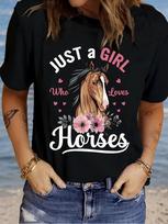 Just A Who Loves Horses Vintage Horse Women T-Shirt S įvairiaspalvis