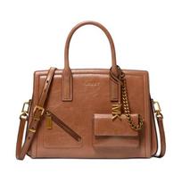 MICHAEL KORS Laila Oil Wax Distressed Texture Design Metal Hardware Chain Cowhide Tote Bag Medium Women's Brown