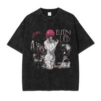 Anime Elfen Lied Lucy Manga Graphic Print T-Shirt Vintage Washed Cotton Men Women Streetwear Y2K Fashion Summer Oversize New Tee S