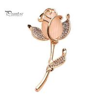Flower Lapel Pin Retro Cat Eyes Tulip Brooch, Rhinestone Decorative Jewelry Accessory Clip for Women, Sweater Cardigan Coat Suit Accessories