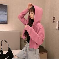 Women's Hooded Zip Up Cropped Hoodie Casual Lightweight Jacket Top Sweatshirt M