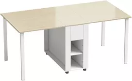 Koduva Sulankstomas valgomojo stalas 6 asmenims, ištraukiamas, 168 cm, baltas ir natūralios medienos