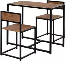 Aosom 3 dalių baro stalo komplektas, natūrali, juoda, MDF, plienas, 90 x 47 x 76 cm