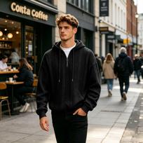 Men's Knit Hoodie with Half Zip Long Sleeve Loose Fit Casual L