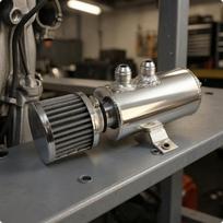 Aluminum Oil Catch Can Cylindrical Welded Metal Vehicle Part Silver