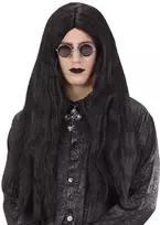 Juodas ilgas vampyro stiliaus perukas