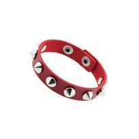 Studded Punk Bracelet Faux Leather Spike Bangle for Girls Rock Goth Style Adjustable Wristband for Night Out A10