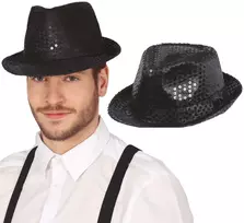 Juoda blizganti gangsterių skrybėlė