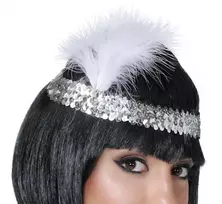 Sidabrinė Čarlstono tiara su plunksna