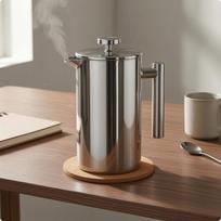 Polished Finish Stainless Steel French Press Straight Handle Double-Wall 350ML Standard