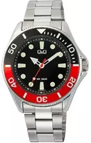 Laikrodis Q&Q modelis GENT DIVER Juodas & Raudonas